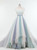 Floor Length Colorful Tulle Featuring Illusion Lace 3/4 Sleeve Wedding Gown