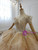 Champagne Gold Ball Gown Tulle Sequins Off the Shoulder Beading Wedding Dress