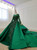 Green Ball Gown Satin Long Sleeve Beading Sequins Appliques Wedding Dress