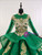 Green Ball Gown Tulle High Neck Long Sleeve Beading Crystal Wedding Dress