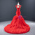 Red Mermaid Tulle Cap Sleeve Beading Sequins Backless Prom Dress