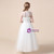 A-Line White Tulle Sequins Cap Sleeve Flower Girl Dress