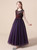 Dark Purple Tulle Appliques Sleeveless Long Flower Girl Dress