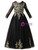 A-Line Black Tulle Gold Lace Appliques Long Sleeve Flower Girl Dress