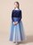 A-Line Blue Tulle Velvet Sequins Long Sleeve Flower Girl Dress