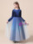 A-Line Blue Tulle Velvet Sequins Long Sleeve Flower Girl Dress