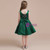 Drak Green Satin Sequins Short Flower Girl Dress With Bow