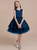 A-Line Navy Blue Tulle Satin Beading Flower Girl Dress