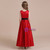 A-Line Red Satin Scoop Flower Girl Dress With Black Sash