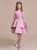 A-Line Pink Satin Scoop Knee Length Flower Girl Dress