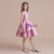 A-Line Pink Satin Scoop Knee Length Flower Girl Dress