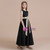 A-Line Black Satin Scoop Flower Girl Dress With Champagne Sash