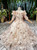 Champagne Ball Gown Tulle Sequins Appliques Short Sleeve Flower Girl Dress