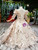 Champagne Ball Gown Tulle Sequins Appliques Short Sleeve Flower Girl Dress