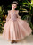 In Stock:Ship in 48 Hours Pink Tulle Long Sleeve Beading Sequins Flower Girl Dress