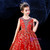 In Stock:Ship in 48 Hours Red Tulle Seuqins Beading Flower Girl Dress