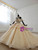 Champagne Gold Ball Gown Tulle Sequins High Neck Backless Wedding Dress