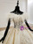 Champagne Ball Gown Tulle Off the Shoulder Appliques Beading Wedding Dress
