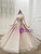 Purple Ball Gown Tulle Sequins Long Sleeve Wedding Dress
