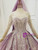 Purple Ball Gown Tulle Sequins Long Sleeve Wedding Dress