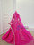 Fuchsia Ball Gown High Neck Long Sleeve Embroidery Appliques Wedding Dress