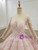 Pink Ball Gown Tulle Lace Appliques Long Sleeve Beading Wedding Dress