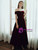 A-Line Burgundy Velvet Off the Shoulder Ankle Length Prom Dress 2020