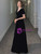 A-Line A-Line Black Short Sleeve Long Formal Prom Dress 