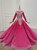 Fuchsia Ball Gown Sequins Long Sleeve Beading Wedding Dress 2020