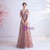 In Stock:Ship in 48 Hours Pink Tulle Sequins V-neck Prom Dress