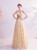 In Stock:Ship in 48 Hours Gold Tulle Sequins Spagehtti Straps Prom Dress 2020