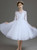 A-Line White Tulle Appliques Knee Length Flower Girl Dress 2020