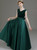 A-Line Green Satin Velvet V-neck Long Flower Girl Dress 2020