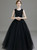Black Tulle Lace Sleeveless Long Flower Girl Dress 2020