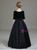 A-Line Black Satin Velvet V-neck Short Sleeve Long Flower Girl Dress 2020