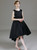 Fashion Black Satin Hi Lo Flower Girl Dress With Bow 2020