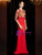 Sexy Red Satin 3/4 Sleeve Embroidery Appliques Mother of the Bride Dress