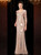 Gold Mermaid Sequins V-neck 3/4 Sleeve Mother of the Bride Dress