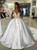 White Ball Gown Satin Lace Appliques Wedding Dress With Pocket