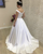 White Ball Gown Satin Off the Shoulder Wedding Dress With Pocket