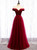 Burgundy Tulle Star Sequins Cap Sleeve Prom Dress 2020