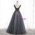 A-Line Gray Tulle V-neck Backless Beading Prom Dress 2020