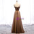 A-Line Brown Tulle Spagehtti Straps Beading Sequins Prom Dress 2020