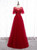 A-Line Burgundy Tulle Beading Sequins Long Prom Dress 2020