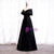 A-Line Black Satin Off the Shoulder Pleats Prom Dress 2020