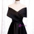 A-Line Black Satin Off the Shoulder Pleats Prom Dress 2020