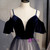 A-Line Blue Velvet Tulle Spagehtti Straps Long Prom Dress