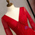 A-Line Burgundy Tulle V-neck Short Sleeve Beading Prom Dress 2020