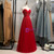 A-Line Burgundy Tulle Spaghetti Straps Beading Prom Dress 2020