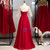 A-Line Burgundy Satin Short Sleeve Appliques Prom Dress
